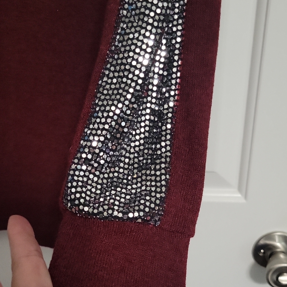 HEIMISH USA Red and Silver Sequin Long Sleeve Sweatshirt - Picture 4 of 5